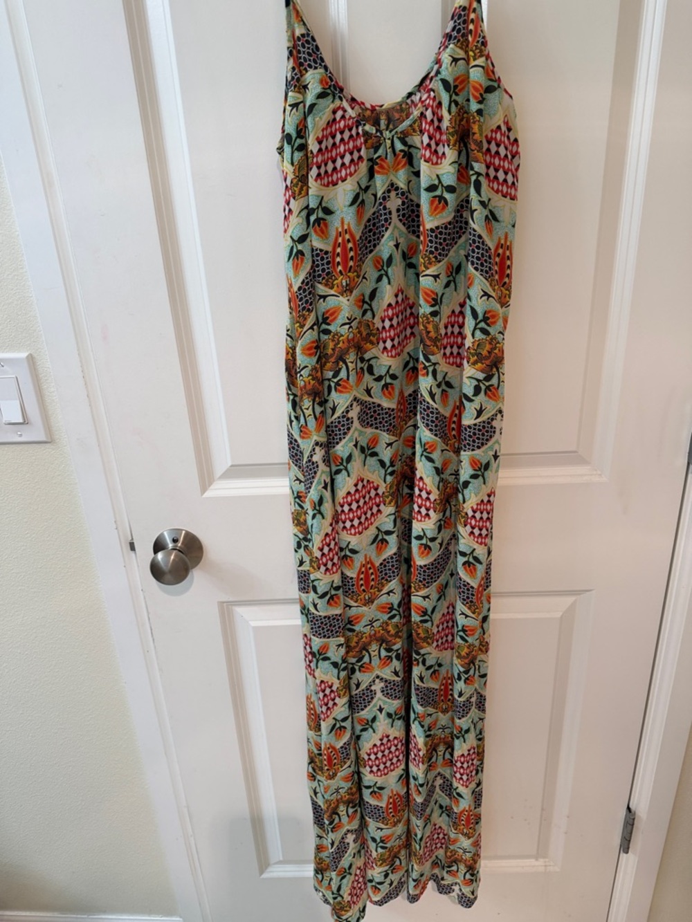 Boho Floral Maxi Dress in Mint and Coral - Picture 6 of 7
